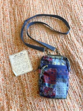 Like New Natural Life 8-in-1 Crossbody Bag - Blue Patchwork